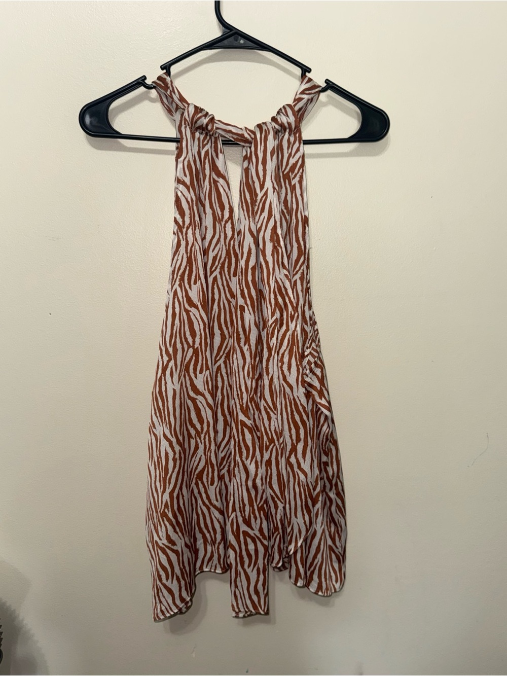 Zebra Print Halter Top - Rust & White by RyeGrass - Picture 5 of 7